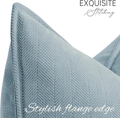 ZWJD Throw Pillow Covers 24x24 Set of 2 Chenille Pillow Covers with Elegant Design Soft and Luxurious Decorative Throw Pillows for Couch, Bed, and Home Decor,Light Blue