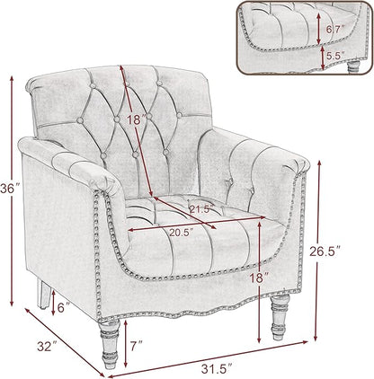 Pia Ricco Faux Leather Armchair Set of 2, Modern Accent Chairs with Nailhead Trim and Solid Wood Legs, Upholstered Comfort for Living Room, Office, Bedroom - Black