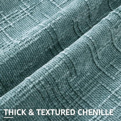 decorUhome Teal Chenille Throw Pillow Covers 12x20 Set of 2 Thick Textured Slubby Couch Pillow Covers Farmhouse Accent Modern Neutral Decorative Pillow Cases for Bed Sofa Living Room