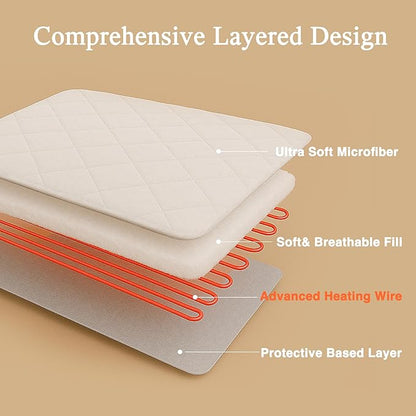 Beautyrest 3M Scotchgard Heated Mattress Pad - Electric Bed Warmer with 5 Heat Settings, 10 Hr Auto Shut Off Timer, All Around Elastic Deep Pocket, UL Certified, Machine Washable, White Queen
