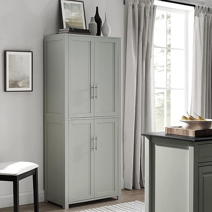 Crosley Furniture Savannah Tall Pantry Storage Cabinet with Shelves, Kitchen, Dining, or Laundry Room, Gray