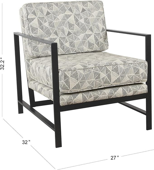 HomePop Modern Metal Frame Accent Chair Home Décor|Accent Chairs for Living Room & Bedroom - Gray Lines