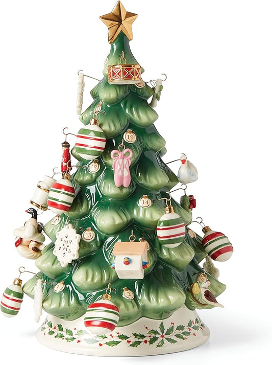 Lenox 893625 Treasured Traditions Advent Calendar Tree & Mini Ornaments 26-Piece Set, 25 Christmas Ornaments, 1 Tree Figurine, 2025 Christmas Decor & Holiday Decorations