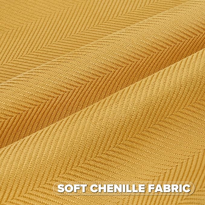 FUTEI Mustard Yellow Chenille Throw Pillow Covers 20x20 Inch Set of 2,Soft Wide Chevron Textured Cushion Case,Farmhouse Home Decor for Couch Bed Living Room
