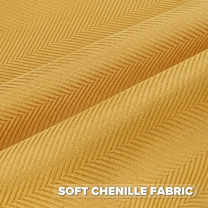FUTEI Mustard Yellow Chenille Throw Pillow Covers 22x22 Inch Set of 2,Soft Wide Chevron Textured Cushion Case,Farmhouse Home Decor for Couch Bed Living Room