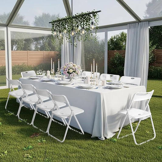 Karl home 10 Pcs Folding Chair, 300LBS Lightweight Foldable Plastic Chair, Reinforced Metal Frame Easy to Fold & Store for Indoor & Outdoor, Wedding, Party, Meeting Room, Patio and Garden, White