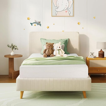 Twin Mattress 12 Inch Green Tea Memory Foam Mattress for Cool Sleep & Pressure Relief,Medium Feel Support, Fiberglass Free, Bed in a Box, Removable Washable Cover, CertiPUR-US Certified