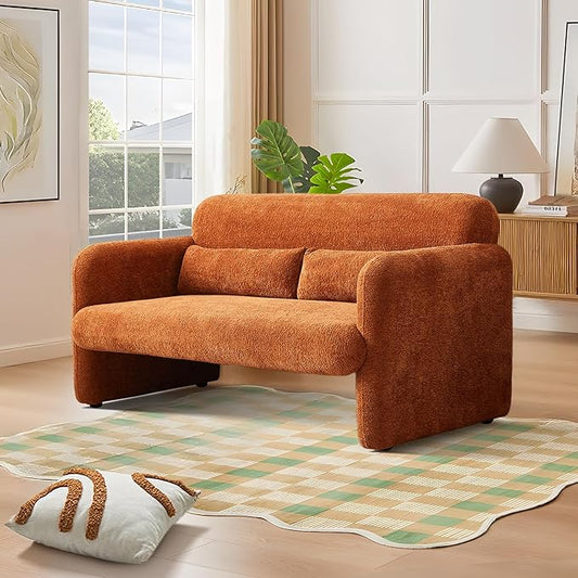 59" W Upgrade Lambswool Fabric Loveseat Sofa, Modern Love seat Couch, Solid and Easy to Install, Upholstered 2-Seater Couch for Bedroom, Apartment, Living Room