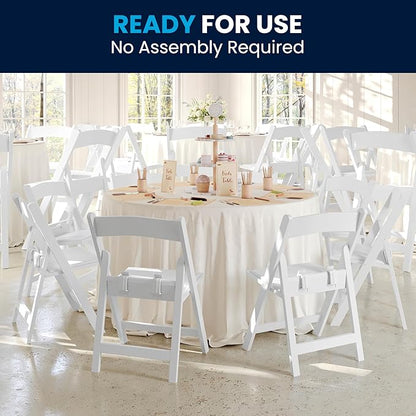 Flash Furniture HERCULES Kids White Resin Folding Chair with White Vinyl Padded Seat