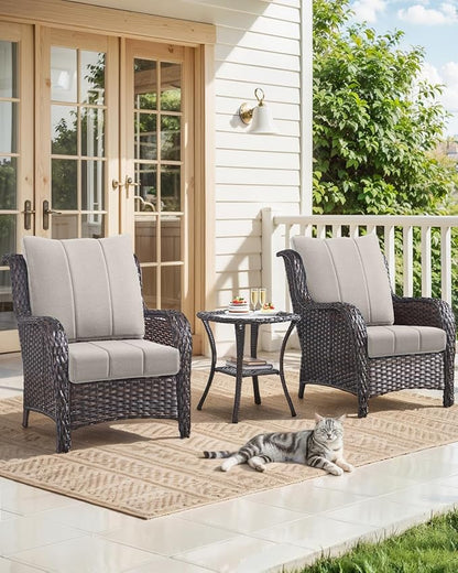 Luxury 24x24x6 Inch Kitty Patio Couch Cushions Set of 3 - Memory Foam Deep Seat Water-Resistant Patio Cushion for Dining Rocking Swivel Chairs Loveseat 3-Seater Sectional Sofa - Beige