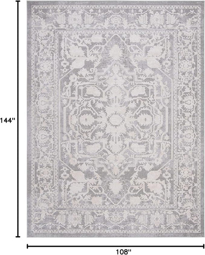 SAFAVIEH Area Rug 9x12 - Reflection Collection - Large - Light Grey & Cream, Non-Shedding & Easy Cleaning, Ideal for Living Room, Bedroom, Dining Space (RFT665C)