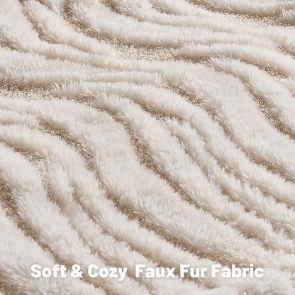 FUTEI Cream Decorative Throw Pillow Covers 26x26 Inch Set of 2,Soft Faux Fur Geometric Shapes Texture Euro Pillow Shams,Boho Home Decor for Couch Bed Living Room