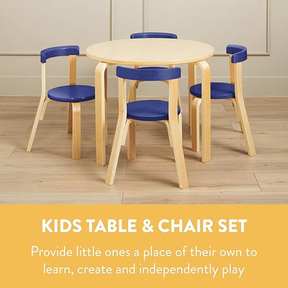 Bentwood Kids Table and Chairs Set, Kids Furniture, Blue, 5-Piece