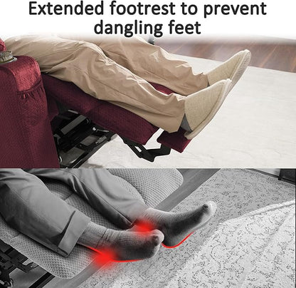 MCombo Small Power Lift Recliner Chair with Massage and Heat for Petite People, Cup Holders, USB Ports, Side Pockets, Fabric 7569 (Small-Regular, Burgundy)