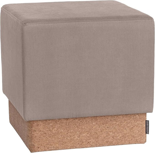 Seville Classics Cushioned Fabric Ottoman Hidden Storage Chest Footrest Chair, Padded Seat for Bedroom, Dorm, Loft, Living Room, Entryway, Hallway, Cork/Taupe, 15" Cube