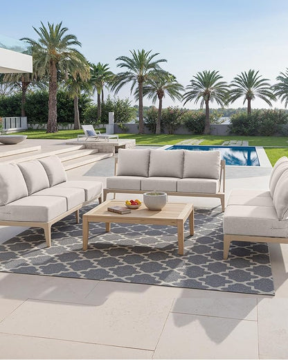 Luxury 24x24x6 Inch Outdoor Chair Cushions - Set of 2 Water Resistant Comfortable Patio Seat Cushion for Porch Set Rattan Dining Rocker Glider Chairs Loveseat Couch Sectional Sofa - Beige