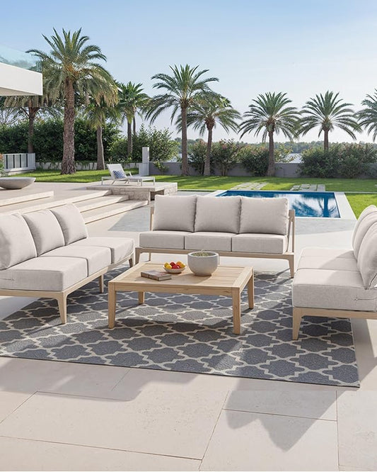 Luxury 24x24x6 Inch Patio Couch Cushions Set of 3 - Memory Foam Deep Seat Water-Resistant Patio Cushion for Lawn Dining Rocking Swivel Chairs Loveseat 3-Seater Sectional Sofa - Beige
