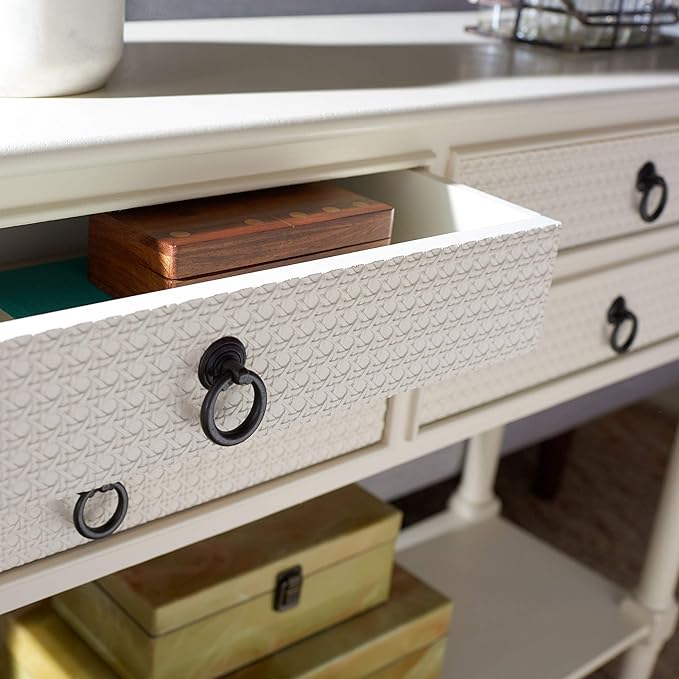 Safavieh Home Collection Haines White 4-Drawer Bottom Shelf Console Table