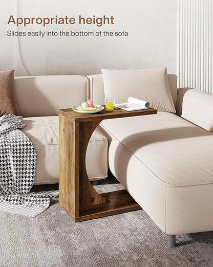 Tribesigns C-Shaped End Table for Couch, Sofa Side Table, C Table for Small Space, Living Room, Bedroom (2, Rustic Brown)