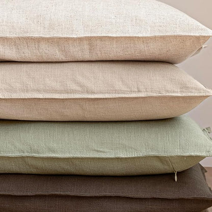 Foindtower Pack of 2, Decorative Linen Solid Throw Pillow Covers Soft Accent Cushion Case Boho Farmhouse Pillowcase for Chair Couch Sofa Bedroom Living Room Home Decor 22 x 22 Inch Light Sage Green