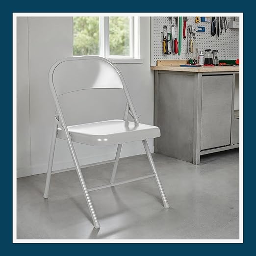 OEF Furnishings OEF900 Series Premium Lightweight All-Steel Folding Chairs (4-Pack, Gray)