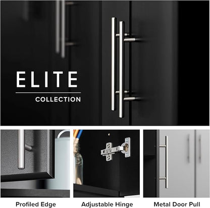 Prepac Elite Tall Garage Storage Cabinet & Pantry Storage Cupboard, 2-Door Freestanding Bathroom or Pantry Cabinet with Adjustable Shelves, 16" D x 32" W x 65" H, Black