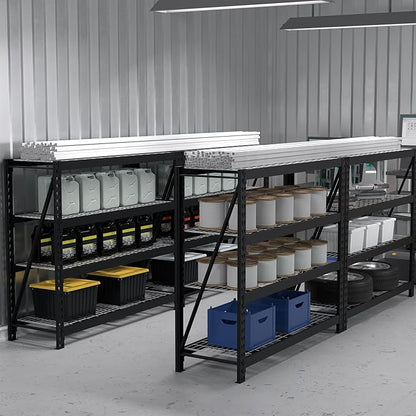 WORKPRO Garage Shelving, 68" W x 24" D x 65" H, 7200 LBS Load, Heavy Duty Metal Shelves for Storage, Industrial Storage Rack for Warehouse Kitchen Shop Basement, Black, Pack of 1