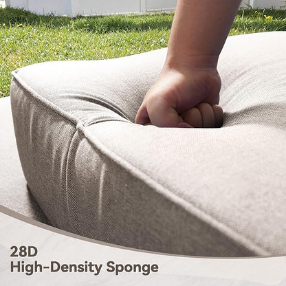 Luxury 6" Outdoor Cushions for Patio Furniture, 24x24x6" Thick Seat Cushion Set of 7, Fade Resistant Couch Chair Replacement Cushions High Density Deep Wicker Chair Cushion w/ Removable Cover, Beige