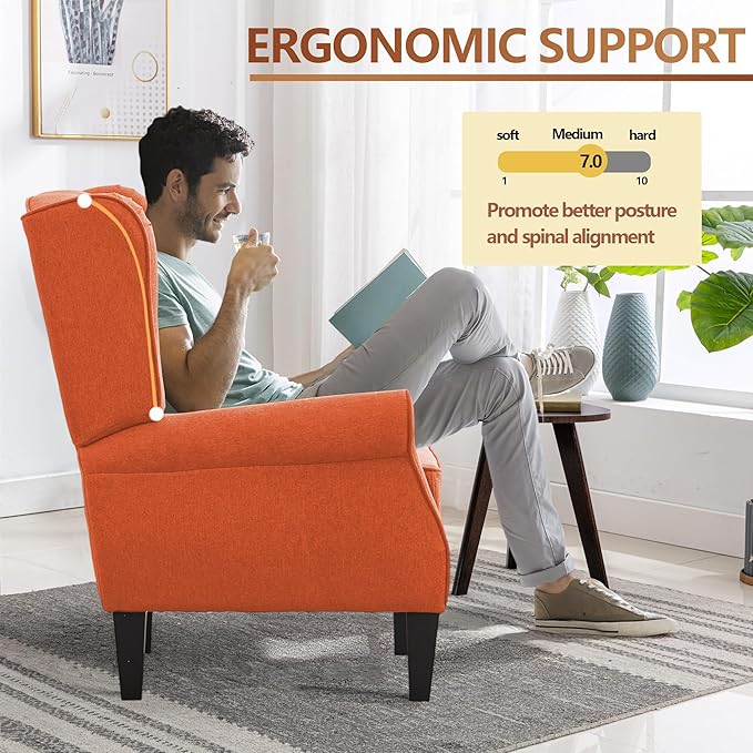 Accent Chair, Modern Living Room Chairs with Wingback, Comfy Upholstered High Back Single Sofa for Bedroom, Mid-Century Reading Armchair Sillas para Sala