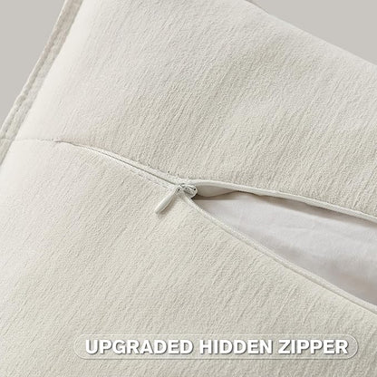 FUTEI Cream White Chenille Throw Pillow Covers 24x24 Inch Set of 2,Edges Double-Stitched European Cushion Cases,Modern Home Decor for Couch Living Room