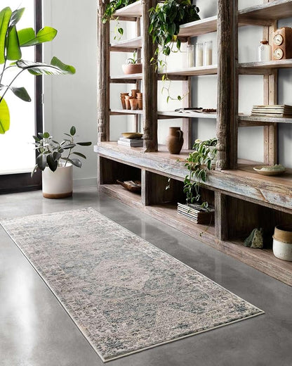Loloi Teagan Collection TEA-04 Sky/Natural 3'-4" x 5'-7" Accent Rug, Large, Soft Neutral Rug, High-Traffic for Living Room, Bedroom, Home Office, Dining Area