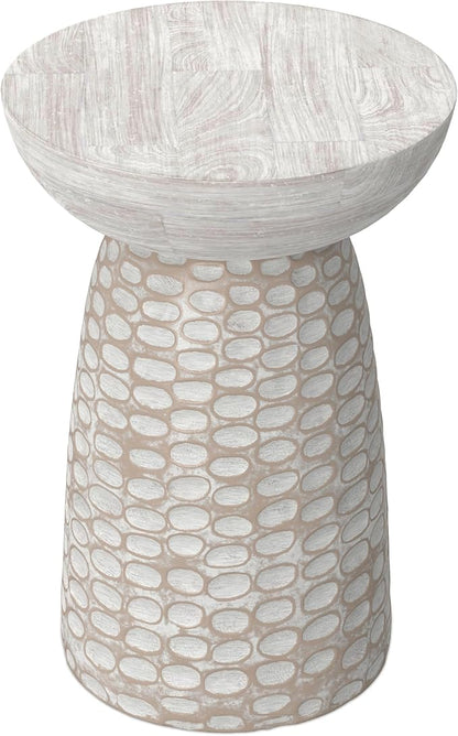 SIMPLIHOME Boyd 13-inch Wide Solid Mango End Table in White Wash, Contemporary-Style Accent Table for Living Room, Bedroom, or Family Room, Assembled