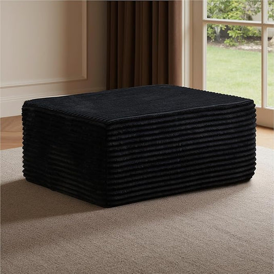 Removable Ottoman Can be Footrest Or Side Table, Idea for Living Room Bedroom Balcony(Plush Fabric, Black)