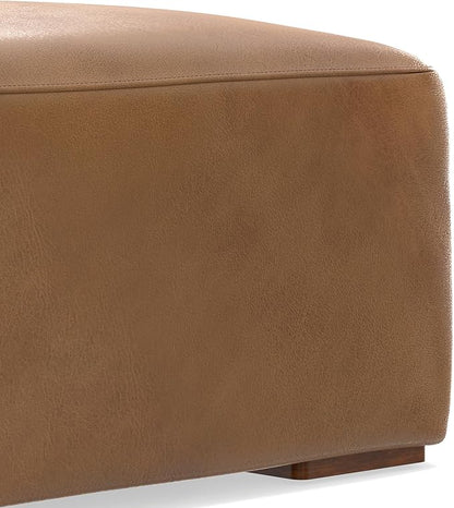 SIMPLIHOME Rex Left Corner Sectional Modular Sofa and Ottoman Set in Full-Grain Genuine Leather, Sienna, 116-inch-wide L-Shaped Leather Sofa and Matching 34-inch-Wide Table Ottoman for Living Room