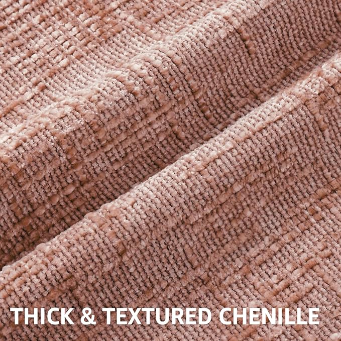 decorUhome Pink Chenille Throw Pillow Covers 20x20 Set of 2 Thick Textured Slubby Couch Pillow Covers Farmhouse Accent Modern Neutral Decorative Pillow Cases for Bed Sofa Living Room
