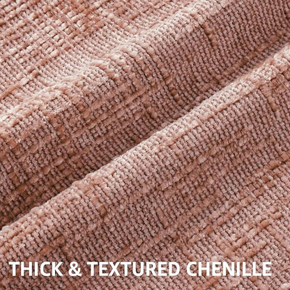 decorUhome Pink Chenille Throw Pillow Covers 20x20 Set of 2 Thick Textured Slubby Couch Pillow Covers Farmhouse Accent Modern Neutral Decorative Pillow Cases for Bed Sofa Living Room