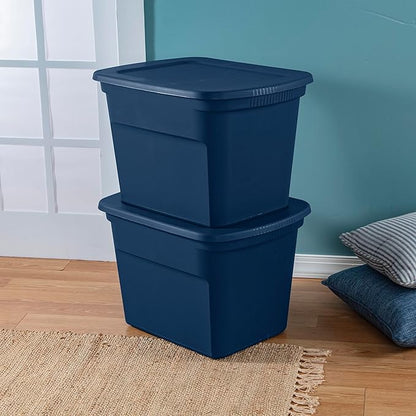 Sterilite 16-Pack Plastic Storage Bins, 18 Gallon Tote Containers with Lids, Marine Blue