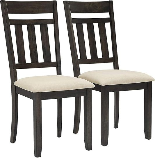Crosley Furniture Hayden Modern Farmhouse Slat Back Wood Dining Chairs Set of 2, Slate/Crème