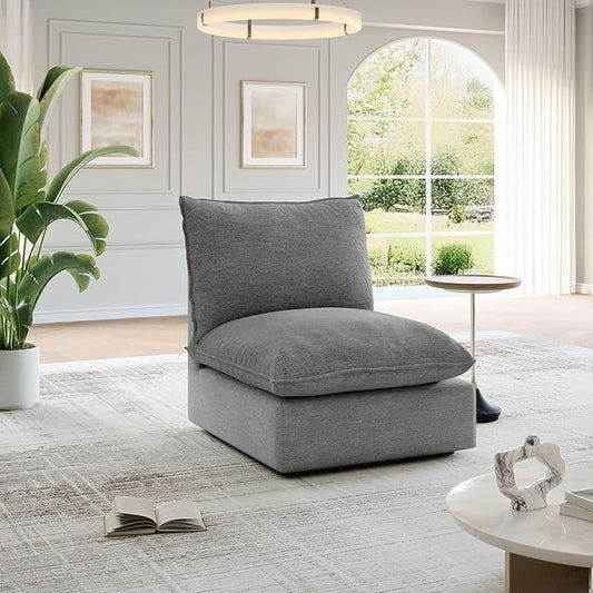 Cloud Middle Sectional, Waterproof Down Filled Sectional Sofa, High Backrest Modular Sectional Couches for Living Room, Modern Modular Couch with Removable Cover, Dark Gray