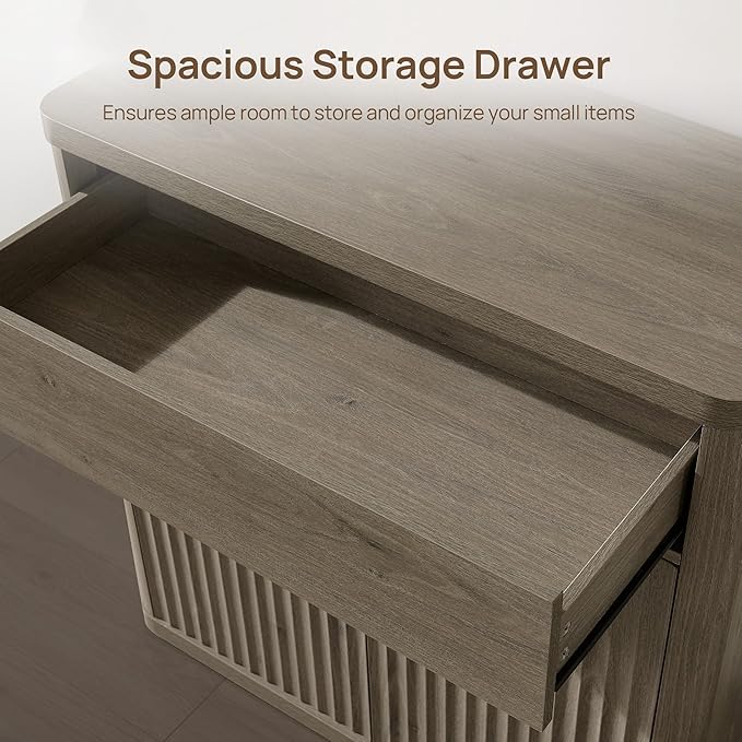 SICOTAS Buffet Cabinet with Storage - Accent Fluted Storage Cabinet with 6 Doors & 3 Drawers Sideboard Credenza Buffet Table Console Cabinets for Living Room Kitchen Dining Room Entryway Office