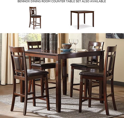 Signature Design by Ashley Bennox Dining Room Table and Chairs with Bench (Set of 6), Brown