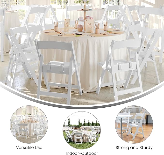 Flash Furniture HERCULES Kids Folding Chairs with Padded Seats | Set of 2 White Resin Folding Chair with Vinyl Padded Seat for Kids