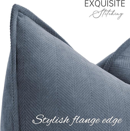 ZWJD Dusty Blue Pillow Covers 18x18 Set of 2 Chenille Throw Pillow Covers with Elegant Design Soft and Luxurious Decorative Throw Pillows for Couch, Bed, and Home Decor