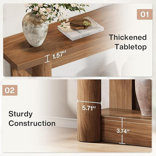 Tribesigns 63" Narrow Console Table, 2-Tier Storage Long Entryway Table, Sofa Foyer Furniture for Living Room, Entrance, Hallway, Rustic Brown