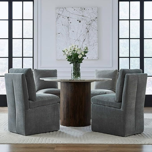 Liberty Furniture Accent Dining Chair with Castors - Squared Back - Sapphire Upholstry