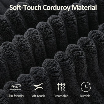 110" Boneless Sectional Couch with Chaise Lounge, Cloud Couch Compressed Sofa L Shape, No Assembly Memory Foam Sofa for Living Room, Black Corduroy