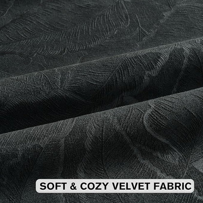 FUTEI Black Velvet Throw Pillow Covers 20x20 Inch Set of 2,Soft Embossed Leaf-Relief Textured Cushion Cases,Natural Home Decor for Couch Living Room