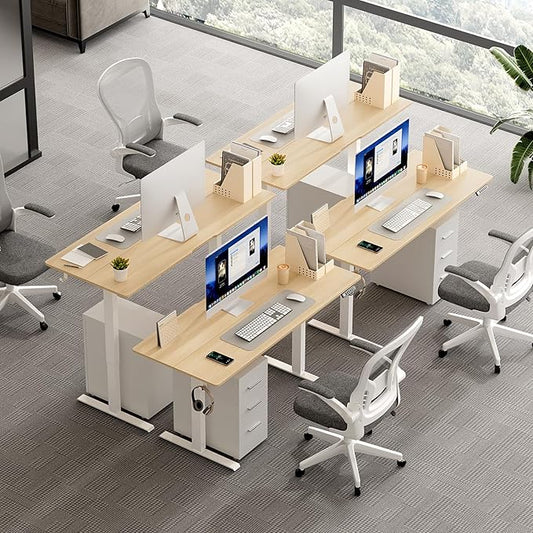 55 x 24 Inch Electric Standing Desk Adjustable Height,Sit Stand Up Desk with Wheels,Home Office,Rising Desk,Computer Workstation, Gaming Work (Spliced Desktop,Oak)