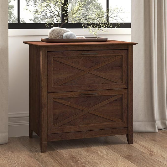Bush Furniture Key West 2 Drawer Lateral File Cabinet in Bing Cherry, Document Storage for Home Office, Accent Chest with Drawers