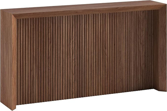 Henn&Hart 56'' Wooden Rectangular Fluted Console Table Entryway Table, Sofa Table for Entryway, Living Room, Couch, Hallway, or Office, Satin Walnut